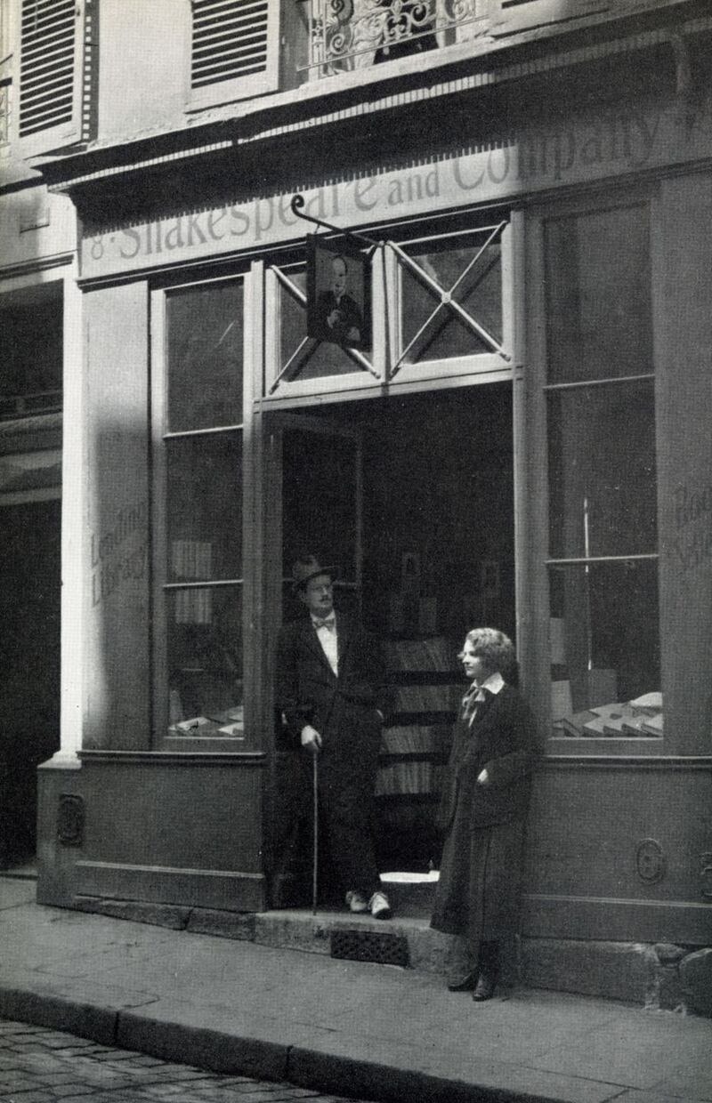 Sylvia Beach and James Joyce at Shakespeare and Company.