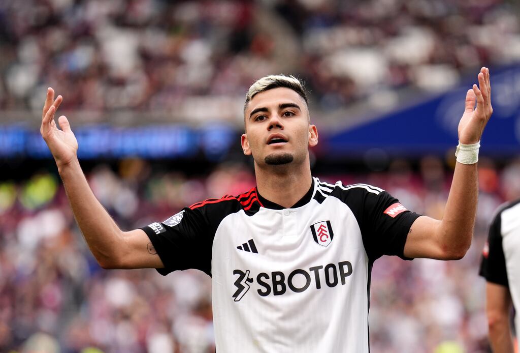Fulham's Andreas Pereira celebrates after scoring. Photograph: John Walton/PA Wire