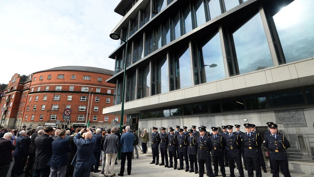 Official opening of Kevin Street Garda station in August 2018: building was finished to a high specification. Photograph: Dara Mac Dónaill