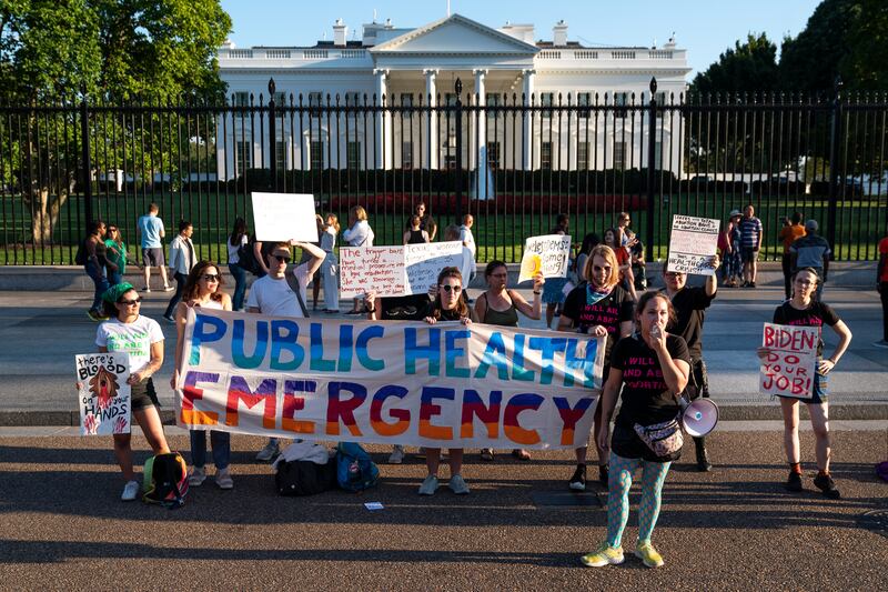 Activists with Our Rights DC rally for abortion rights near the White House in August. Photograph: Drew Angerer/Getty Images