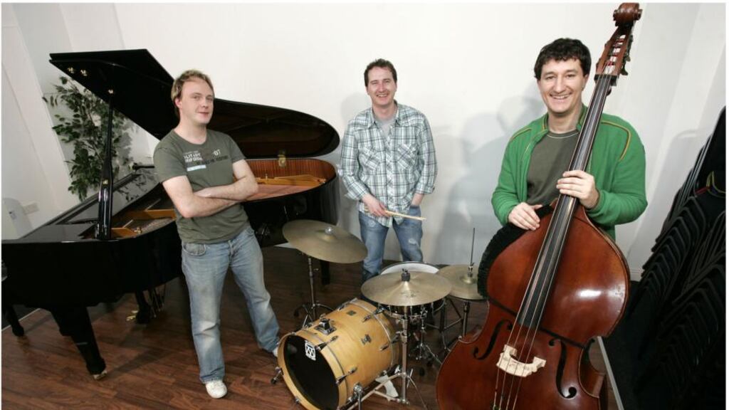 The Phil Ware Trio: Phil Ware, (Piano), Dave Redmond, (Bass) and Kevin Brady, (Drums). Photograph: Dara Mac Dónaill.