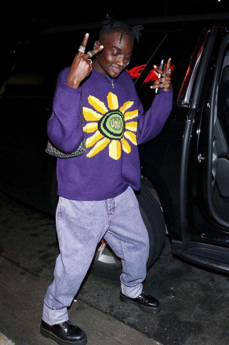 Rickey Thompson seen in Los Angeles, California wearing Dr Martens. Photograph: OGUT/Star Max/GC Images/Getty Images