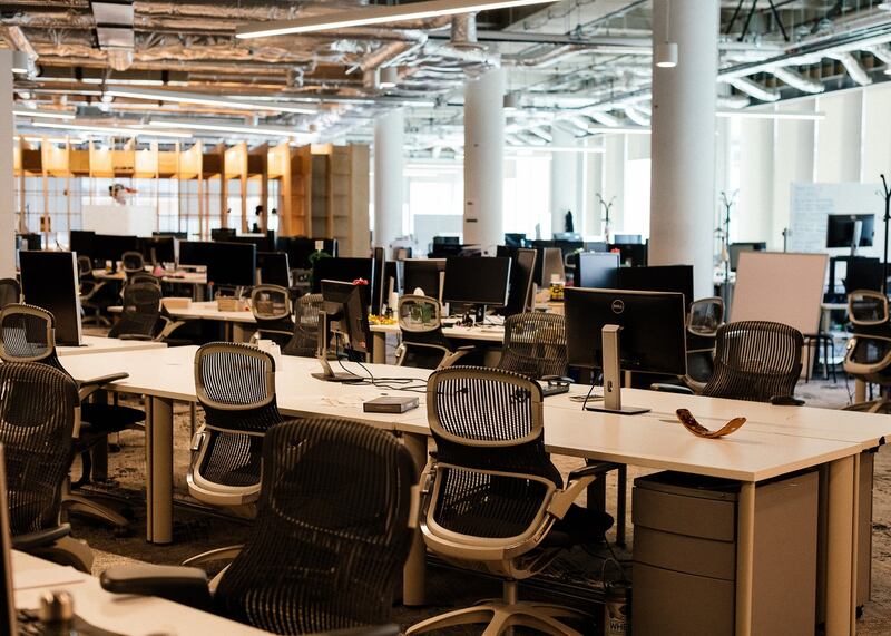 Post-pandemic workplaces: Mobify’s empty office. Photograph: Alana Paterson/New York Times