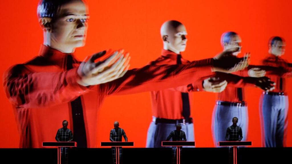 German electronic band Kraftwerk unleash their 3D show. Photograph: Denis Balibouse/Reuters