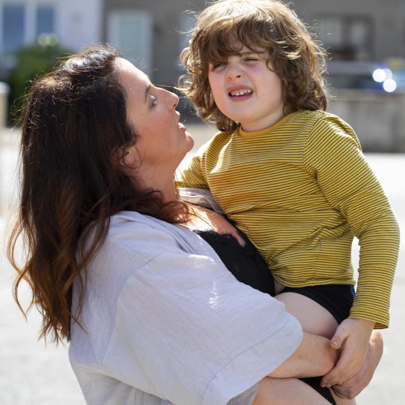 Róisín Kelly with her son, Arlo Sweeney (5) at their home in Dublin. Photograph: Damien Eagers