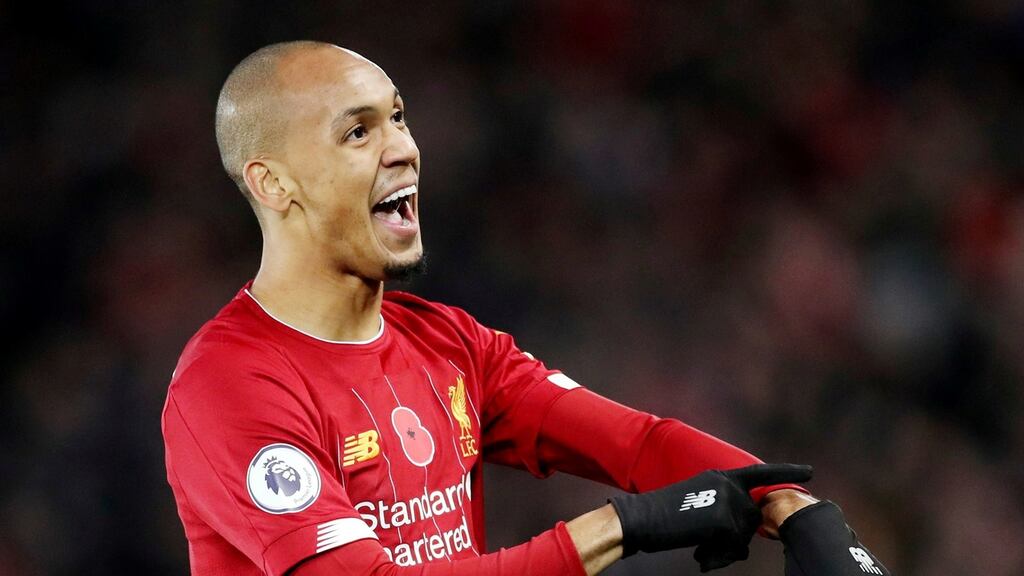 Liverpool’s Fabinho has not started a game since November 27th. Photograph: Reuters