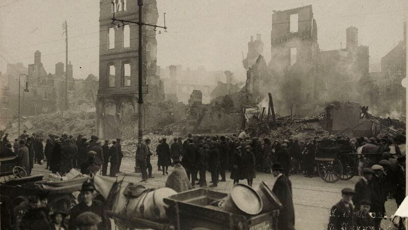 The ruins of Patrick Street, Cork after it was destroyed by  Black and Tans in December 1920. Photograph: National Photographic Archive / Hogan Wilson Images