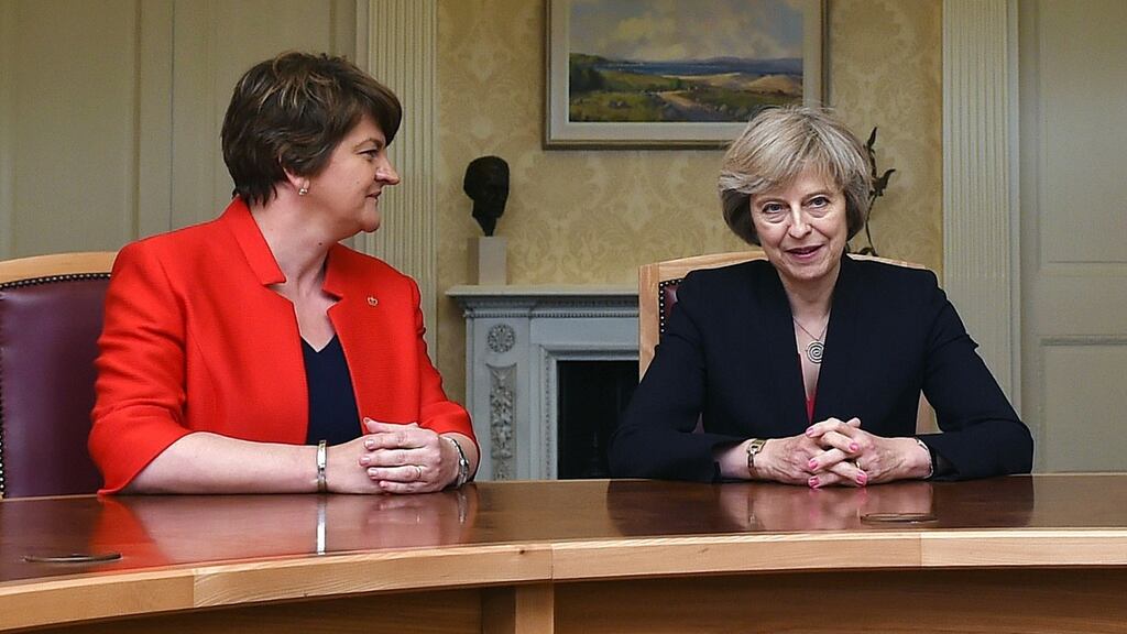 DUP leader Arlene Foster and British prime minister Theresa May. Photograph: Charles McQuillan/PA Wire