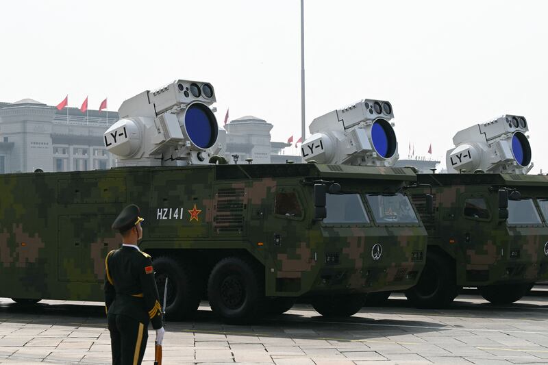 Laser weapons were on show during the Beijing military parade. Photograph: Greg Baker/ AFP via Getty Images)