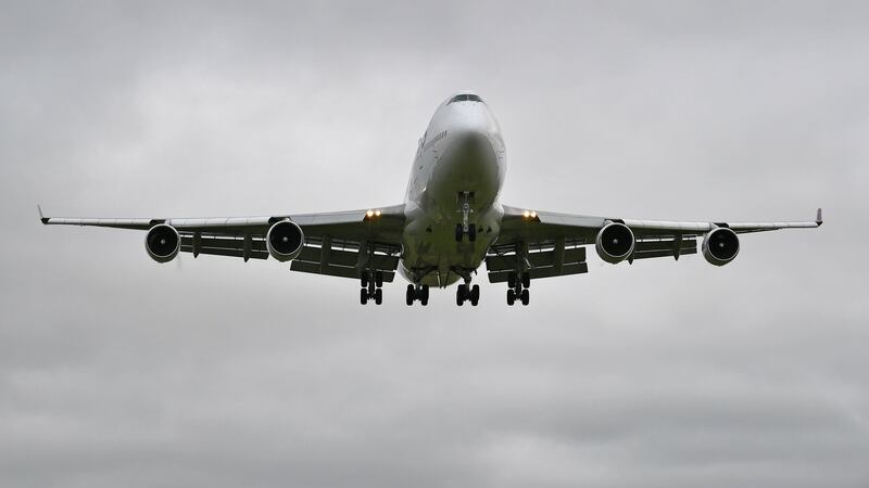 A plane carrying British nationals from the coronavirus-hit city of Wuhan in China, arrives at RAF Brize Norton in Oxfordshire on Friday January 31st. Photograph: Ben Birchall/PA Wire