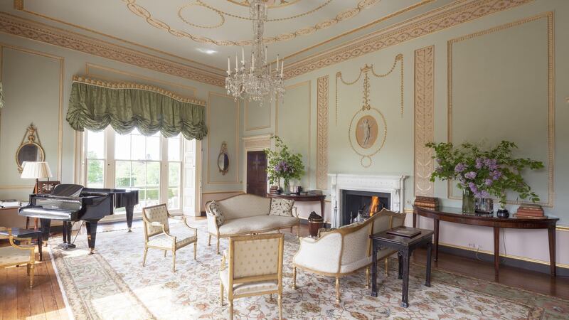 An interior view of Abbey Leix mansion