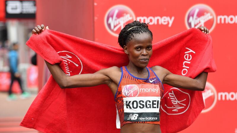 Kenya’s Brigid Kosgei won the women’s race in London. Photograph: Ben Stansall/AFP/Getty