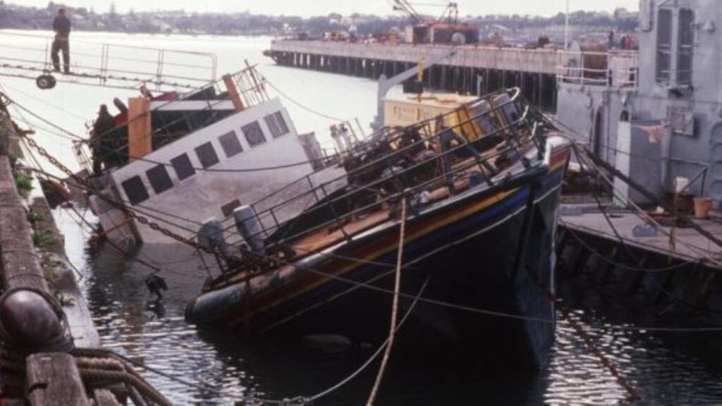 The Rainbow Warrior was heading for the Mururoa Atoll in the south Pacific, where France was planning a series of nuclear tests. Photograph: Patrick Riviere/AFP/Getty Images