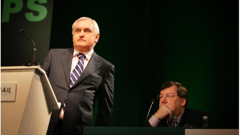 At the Fianna Fail manifesto launch, 2007, Taoiseach Bertie Ahern and Finance Minister Brian Cowen ...a pre-election auction of tax cuts and spending increases broke out which was even more intense than predicted. Photograph: Bryan O’Brien