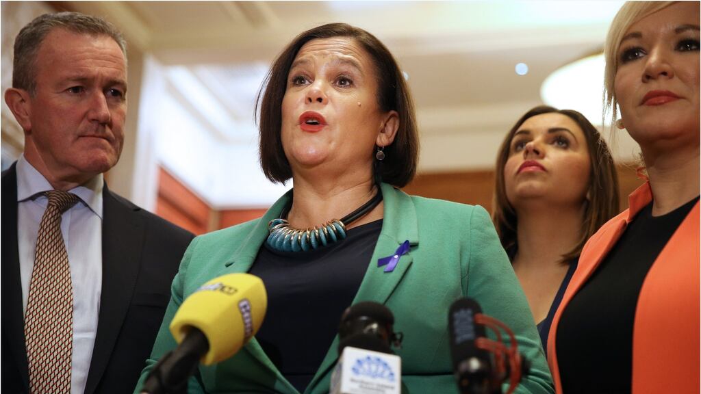 Sinn Féin president Mary Lou McDonald at Stormont before her meeting with Theresa May. Photograph: Pacemaker
