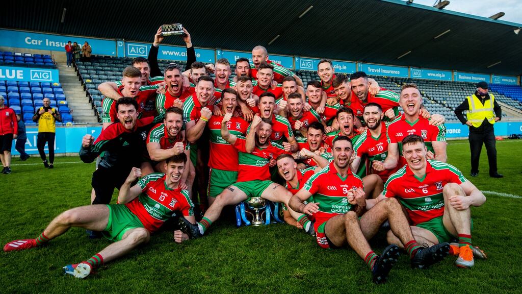 Dublin Senior Football Championship Final, Parnell Park, Donnycarney, Dublin. Ballymun Kickhams celebrate after victory over Ballyboden St Enda’s. File photograph: Ryan Byrne/Inpho
