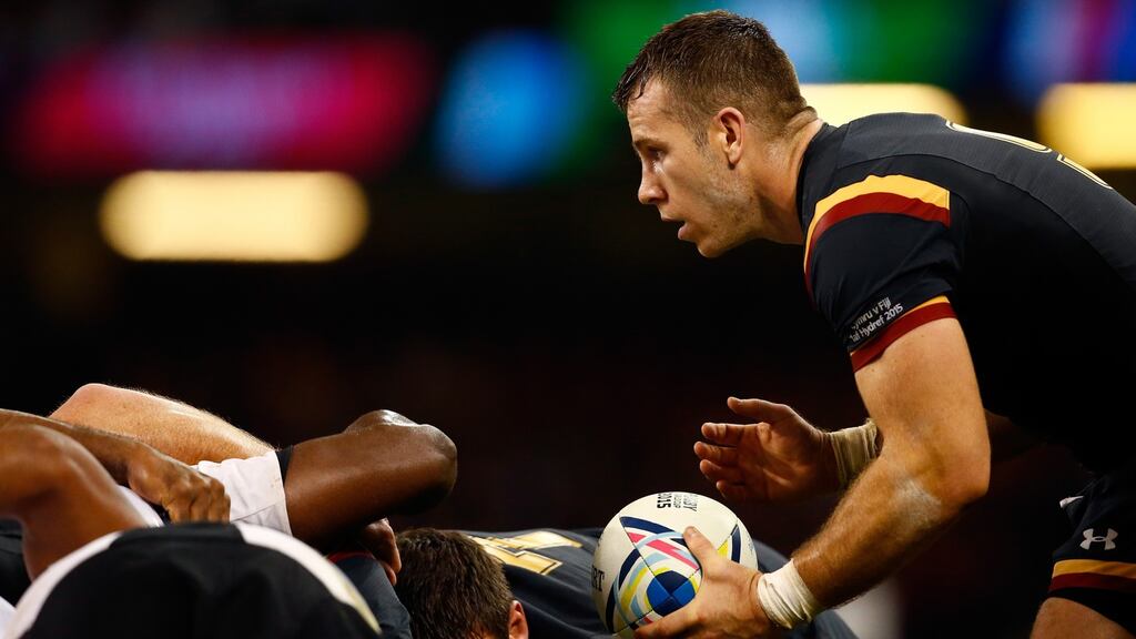 Wales’s Gareth Davies puts in against Fiji during their World Cup Pool A match at the Millennium Stadium. Wales forward coach Robin McBryde said: “Fiji put England and Australia under pressure but we were under pressure on our own ball (against Fiji) when the hooker was striking.” Photograph: Getty Images