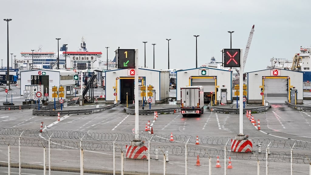 A truck takes the direction of the ferries to cross the Channel to Britain. Photograph: Denis Charlet/ AFP via Getty Images