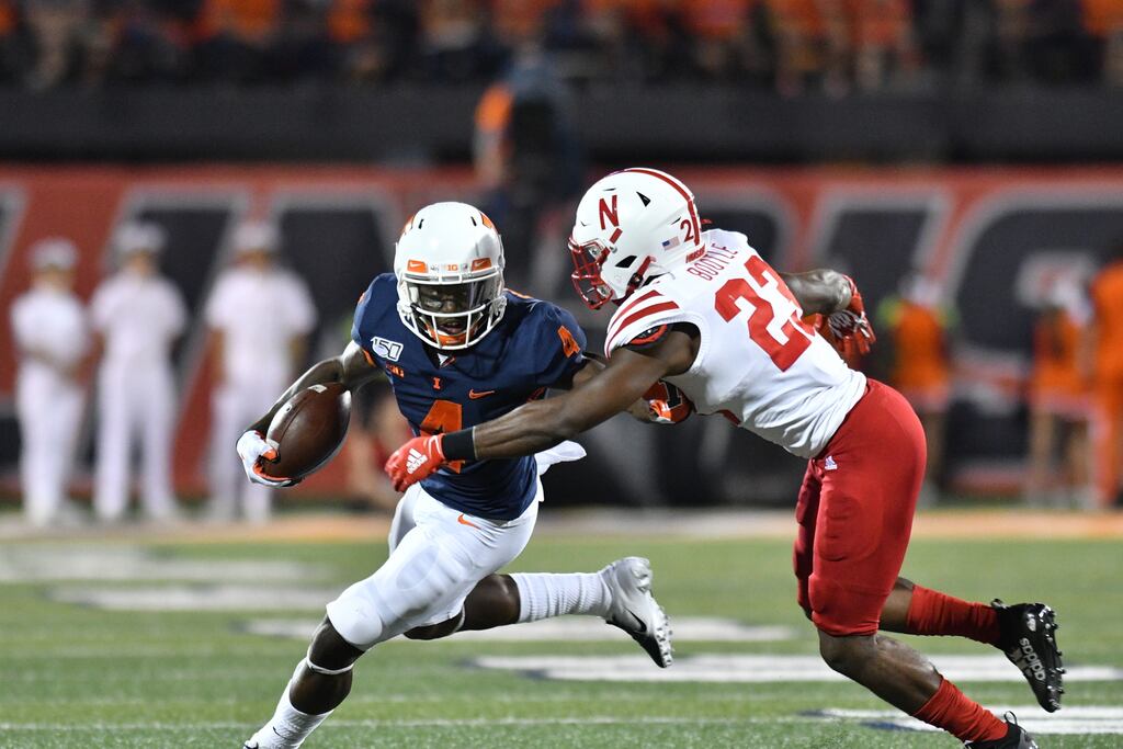 The universities of Illinois and Nebraska, pictured playing in 2019, were due to contest a college football game in Dublin in August. The match has been cancelled due to Covid-19 lockdown restrictions.
