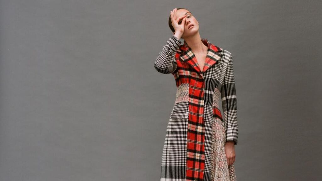 Plaid patchwork coat by Muireann O’Riordan.