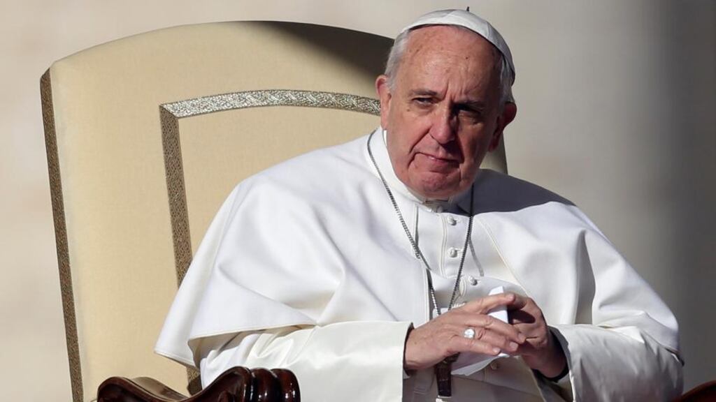 Pope Francis during the general audience in St. Peter’s Square at the Vatican, February 11th, 2015. Photograph: Reuters/Alessandro Bianchi