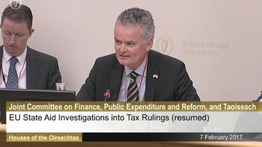 American Chamber of Commerce chief executive Mark Redmond at the Oireachtas Committee hearing on the Apple Tax ruling