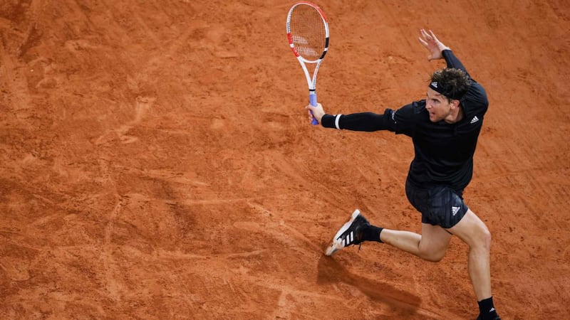 Austria’s Dominic Thiem returns the ball to Norway’s Casper Ruud during their third-round match at the French Open. Photograph: Thomas Samson/AFP via Getty Images