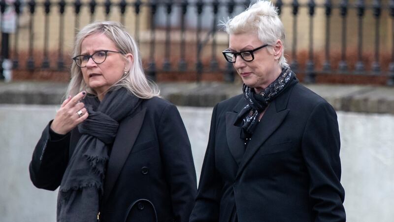 RTÉ director-general Dee Forbes and  RTÉ chair Moya Doherty  attend  the funeral of  Marian Finucane  at St Brigid’s Church, Kill, Co Kildare. Photograph: Colin Keegan/Collins