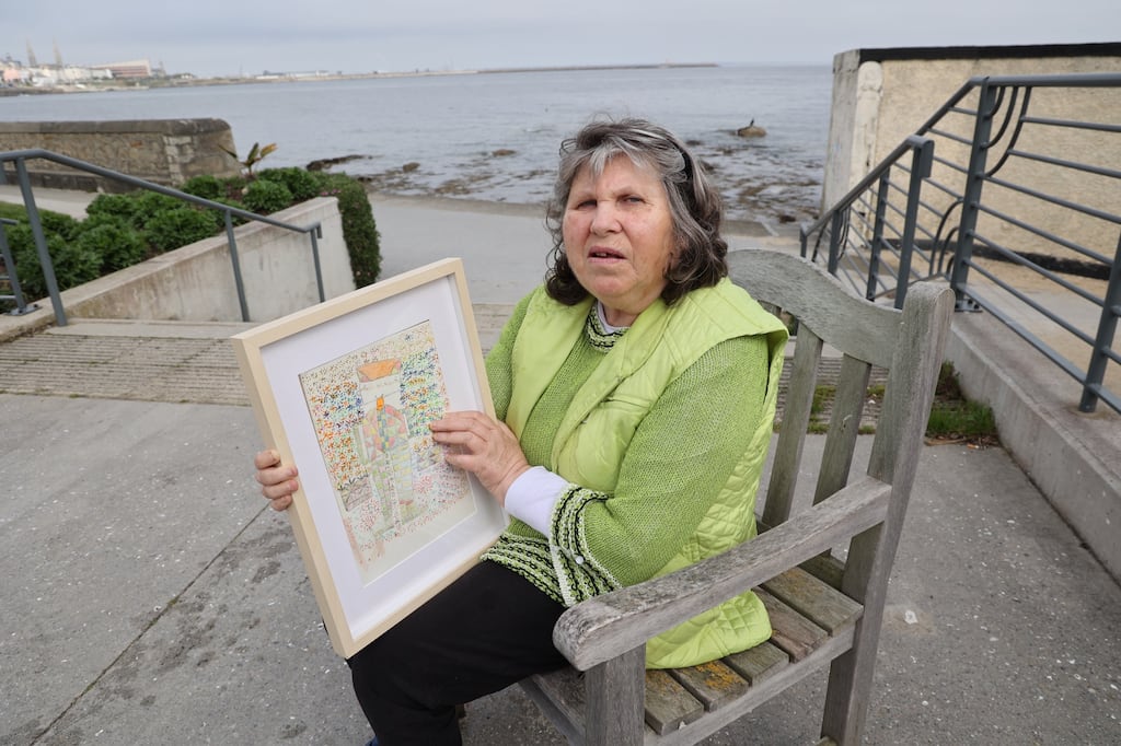 Bernadette Wall with her artwork in Otranto Park, beside Sandycove harbour, Co Dublin. Photograph: Nick Bradshaw