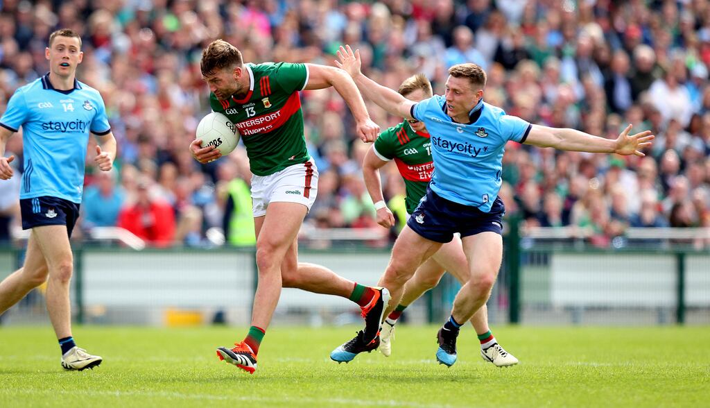 Aidan O'Shea marked his momentous achievement of 90 senior football championship appearances with a superb performance in the draw with Dublin. Photograph: Ryan Byrne/Inpho