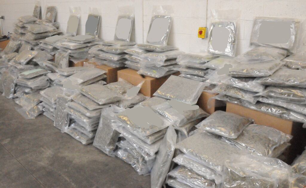Gardaí have seized €6.9m of cannabis following a search operation in Ballyhale, Co Kilkenny. Photograph: Garda Press Office