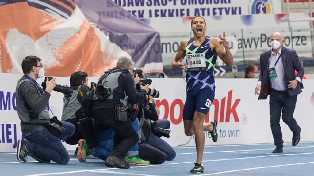 Elliot Giles, in his Air Zoom Victory spikes, ran the second-fastest indoor 800m in history last week. File photograph: Getty Images