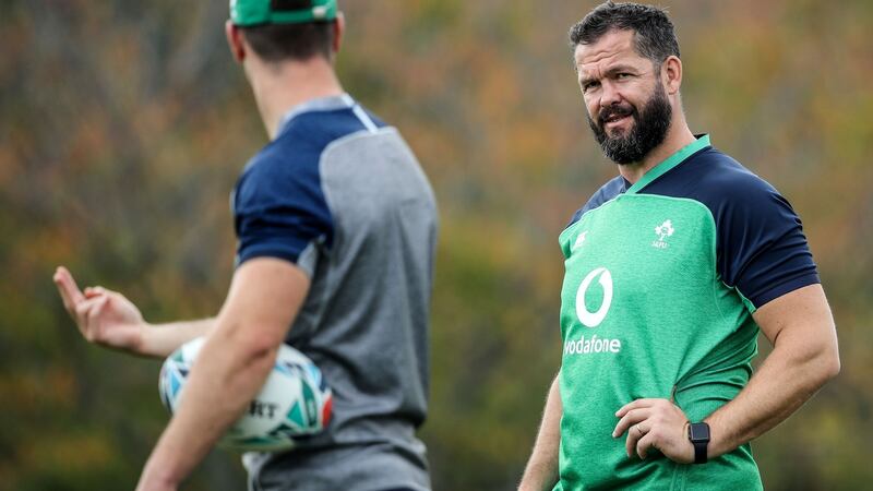 Defence coach Andy Farrell at Ireland rugby squad training, Shirouzuoike Park, Fukuoka, Japan. Photograph: Dan Sheridan/Inpho