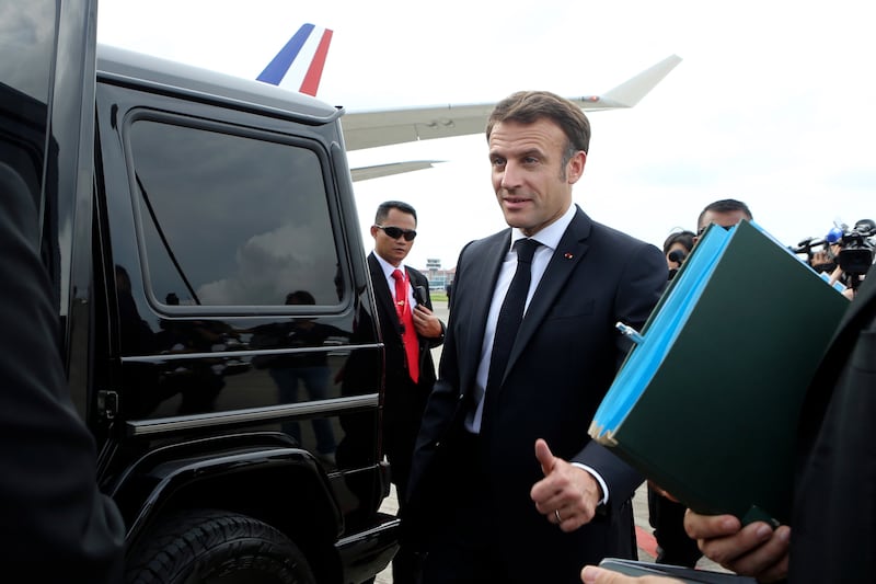 French president Emmanuel Macron: the diplomatic row erupted last week when Italy forced France’s hand to accept a humanitarian rescue ship. Photograph: Firdia Lisnawati/AP/PA