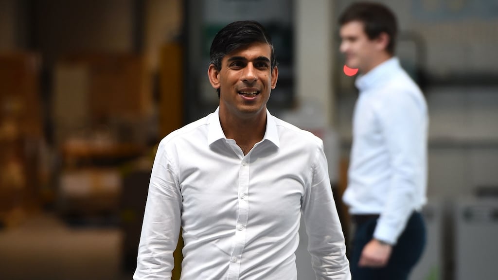 Chancellor of the Exchequer Rishi Sunak during a visit to Peak Scientific in Glasgow. Photograph: Andy Buchanan/PA Wire