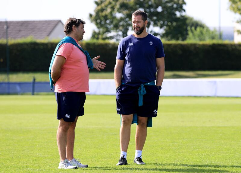 IRFU performance director David Nucifora and Andy Farrell. Photograph: Dan Sheridan/Inpho
