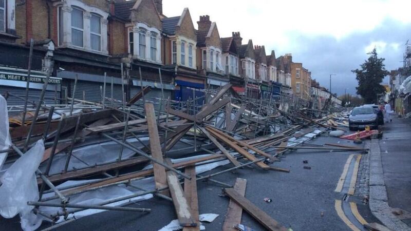 The scene in Francis Road, Leyton, east London after the storm. Photograph: Mark Davies/Marky Boy/PA