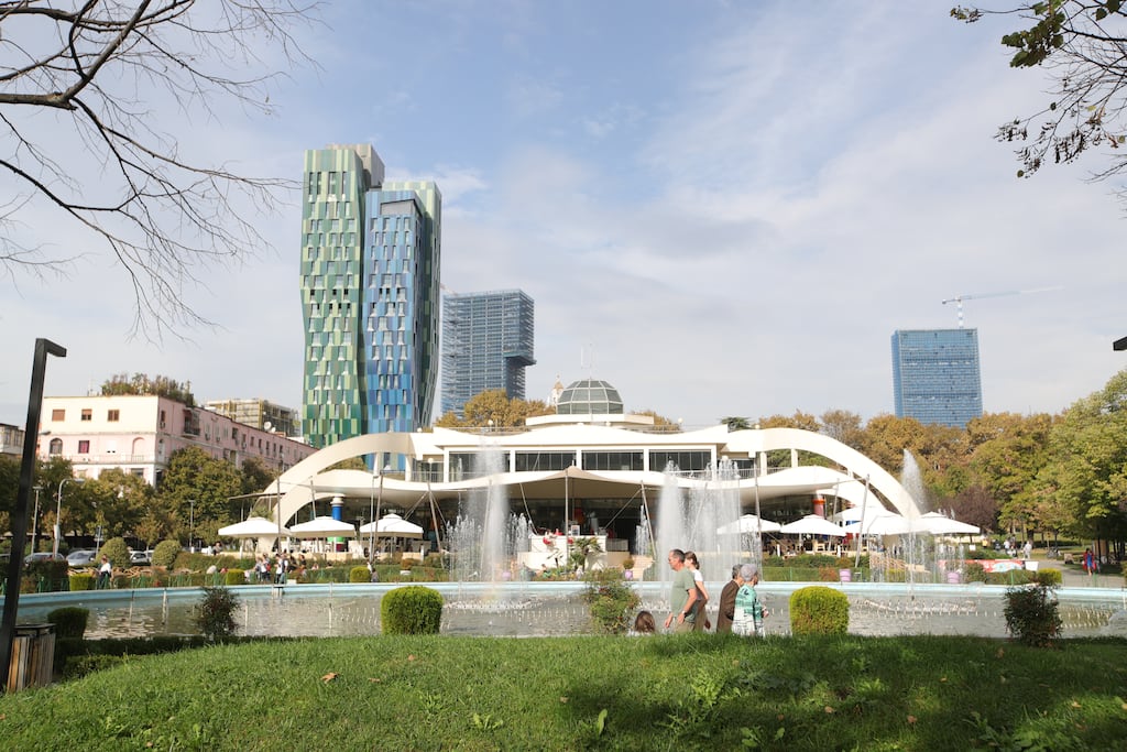 Tirana, Albania. Constuction is frantic and cranes are everywhere. So is corruption. Photograph: Armando Babani/Getty Images