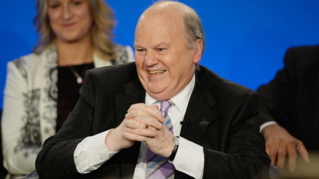 Man of the moment: Minister for Finance Michael Noonan addressing the second day of the Fine Gael National Conference in Limerick at the weekend. Photograph: Alan Betson / The Irish Times