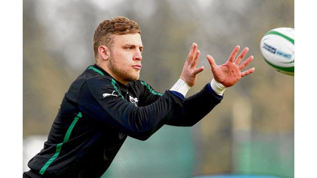Leinster outhalf Ian Madigan at yesterday's Ireland training session at Carton House, Maynooth, Co Kildare. Photograph: Inpho