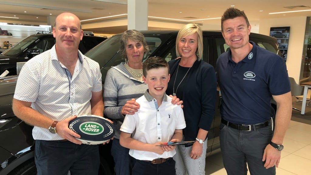 Pictured left to right: John Leybourne, Kyle’s dad; Louie Porter, Kyle’s nana; Kyle Leybourne; Anne Leybourne, Kyle’s mum; Brian O’Driscoll.