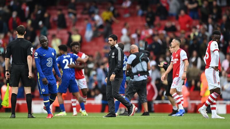 Mikel Arteta has seen his Arsenal side lose the two opening games of the season. Photograph: Shaun Botterill/Getty