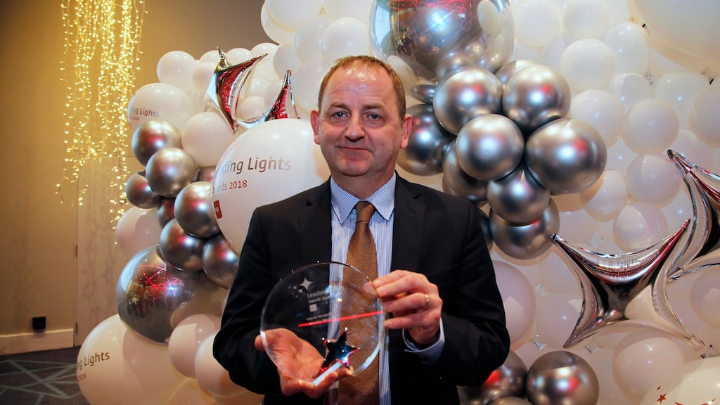 Maurice McCabe with his Leading Light in Road Safety’ award. Photograph: Nick Bradshaw