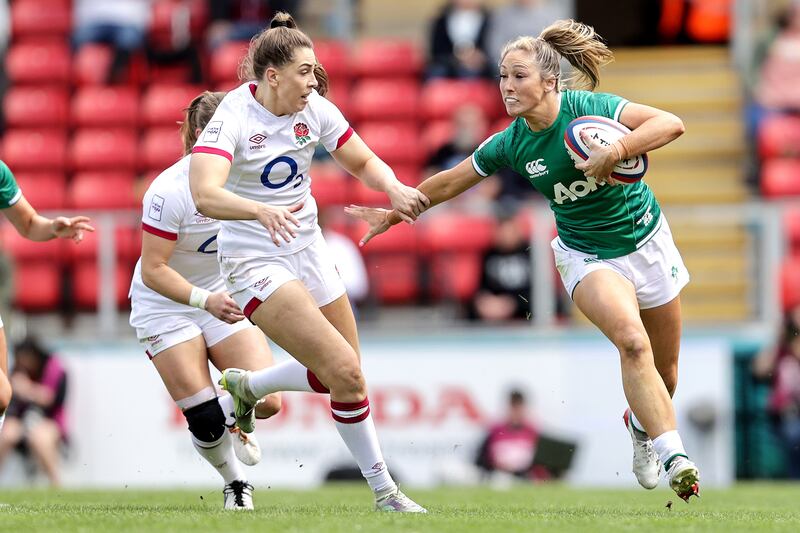 Eimear Considine in action for Ireland against England in the 2022 TikTok Women's Six Nations round four fixture. Photograph: Laszlo Geczo/Inpho