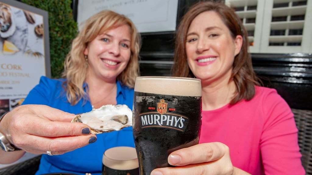Jane D’Arcy of Fáilte Ireland and Ria Greaves, deputy general manager of the Metropole Hotel preparing for The Murphy’s Cork Oyster and Seafood Festival 2019. Photograph: Brian Lougheed