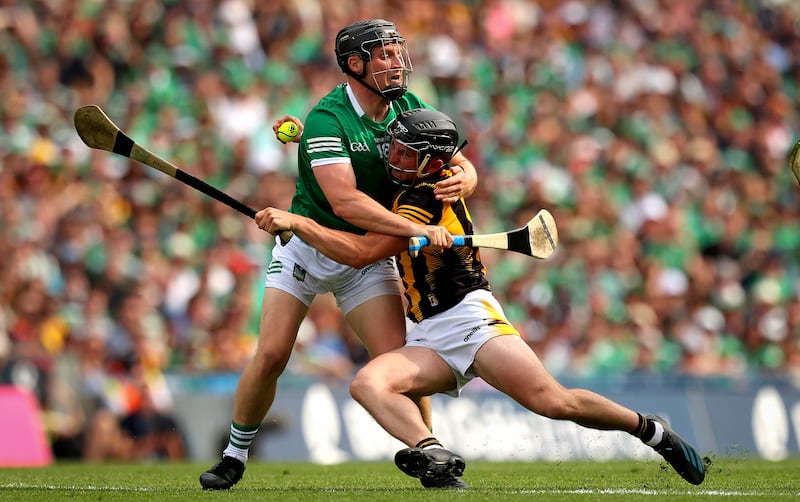 Limerick’s Peter Casey and Mikey Butler of Kilkenny in action during last year's All-Ireland hurling final at Croke Park. Photograph: Ryan Byrne/Inpho