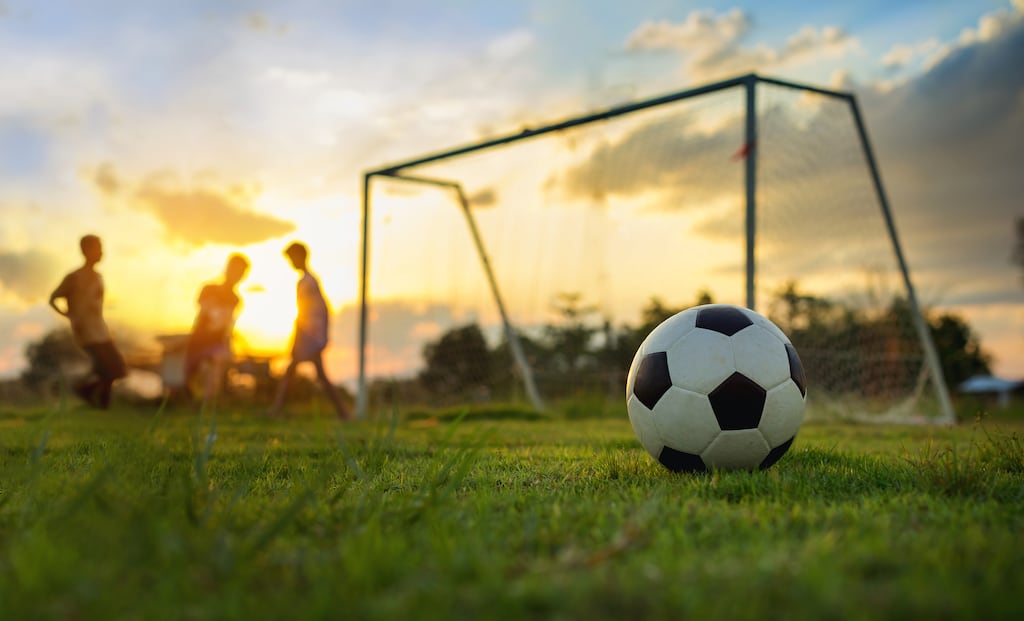 The birthday boy had asked for everyone to play football up at the green – including his mum. Photograph: Getty Images