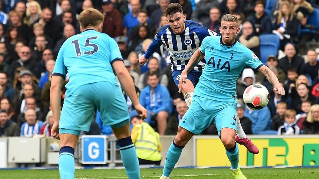 Aaron Connolly is set to return to the Brighton side for Saturday’s game against Liverpool at Anfield. Photograph: Glyn Kirk/AFP via Getty Images