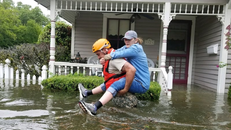The areas in and around Houston and south Texas are experiencing record floods after more than 24 inches of rain after Harvey made landfall, the most powerful to affect the US since 2004. Photograph: EPA