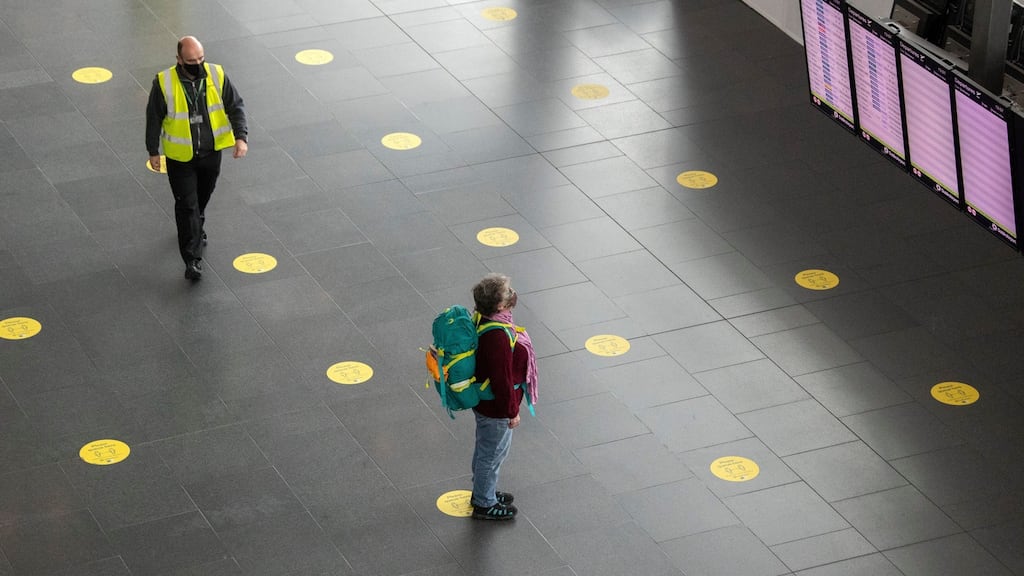 About 10,000 to 15,000 people pass through Dublin Airport every day, compared to the 110,000 to 120,000 it would normally expect. Photograph:  Colin Keegan, Collins Dublin